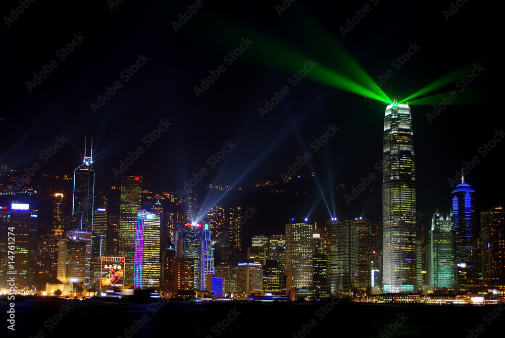 custom made wallpaper toronto digitalNight light show, Kowloon, Hongkong