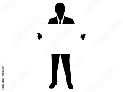 Businessman holding a card