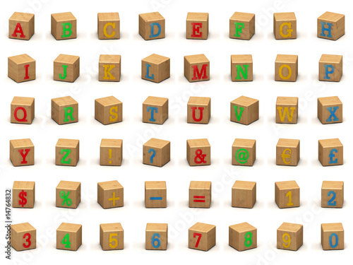 Child's Building Block Alphabet Set - Different Angles