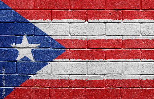 Flag of Puerto Rico on brick wall #14767241