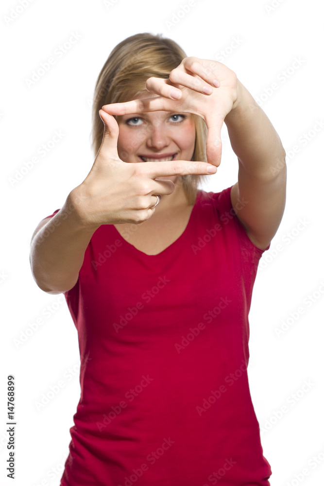beautiful girl framing her face beautiful girl framing her face