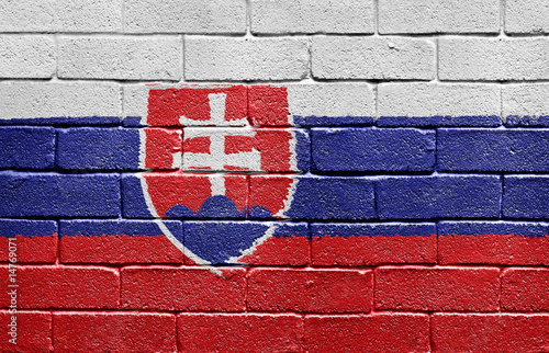 Flag of Slovakia on brick wall