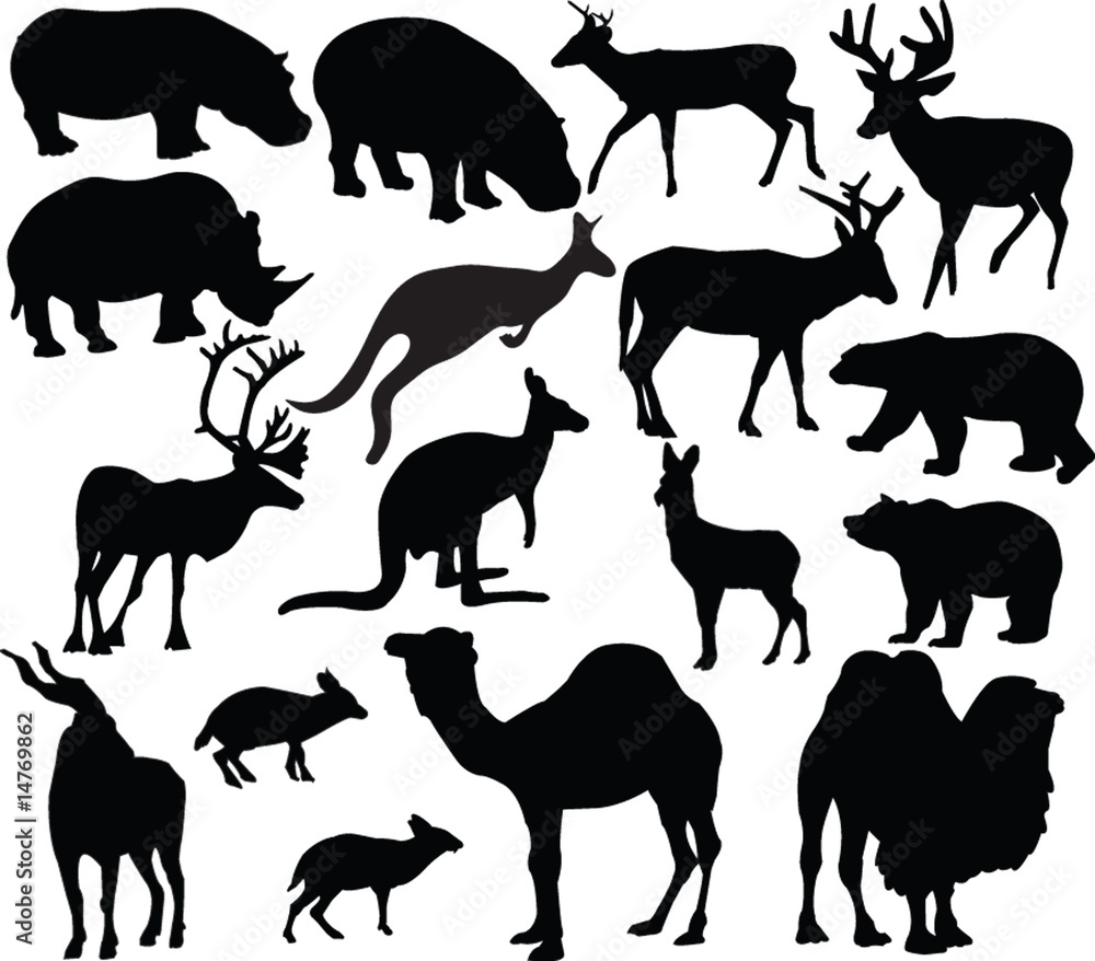 wild animals silhouette - vector wild animals silhouette - vector