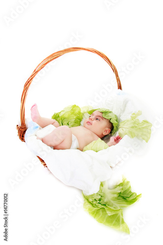 concept shot of newborn baby over white