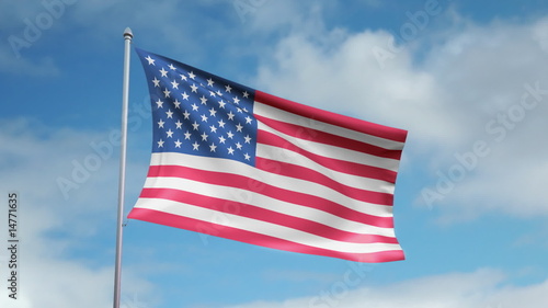 HD 1080p flag of USA. Seamless loop.