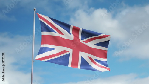 HD 1080p flag of United Kingdom. Seamless loop.