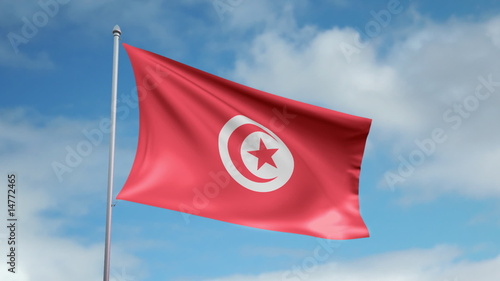 HD 1080p flag of Tunisia. Seamless loop.