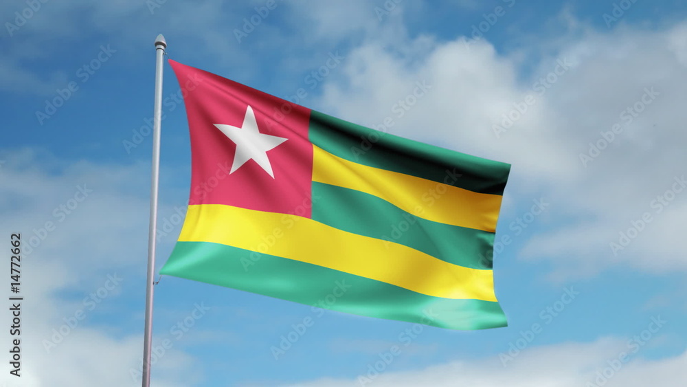 HD 1080p flag of Togo. Seamless loop. HD 1080p flag of Togo. Seamless loop.