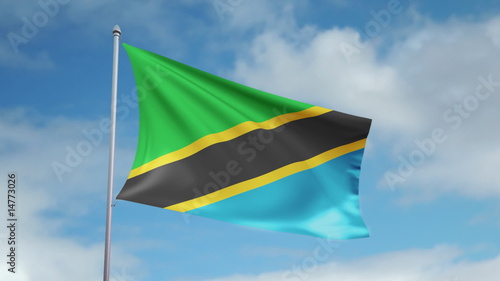 HD 1080p flag of Tanzania. Seamless loop.