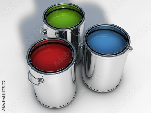 paint cans with vibrant color paint © Tmedia
