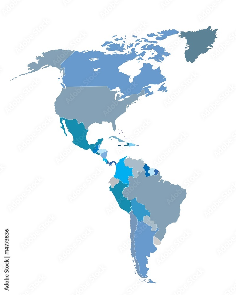 Map of America, countries outlined Map of America, countries outlined