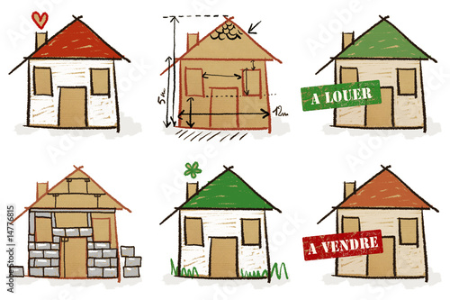 Obraz na plátně 6 croquis de maisons - immobilier