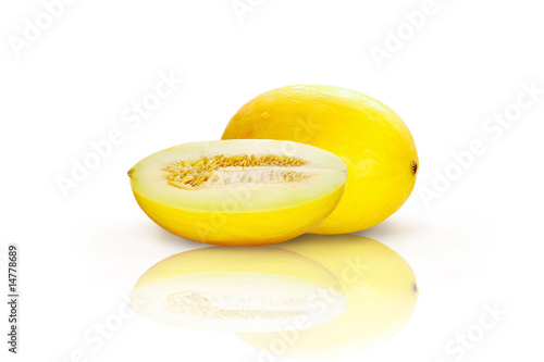 Beautiful isolated yellow melon on white background photo