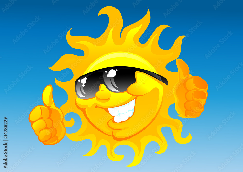Obraz premium cartoon sun in sunglasses