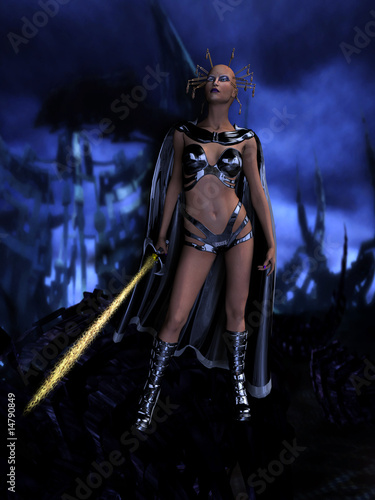 Картината върху платно Female Asian Science Fiction Warrior