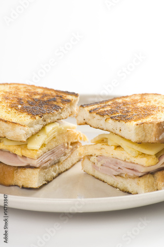 tasty sandwich of ham and cheese omelet