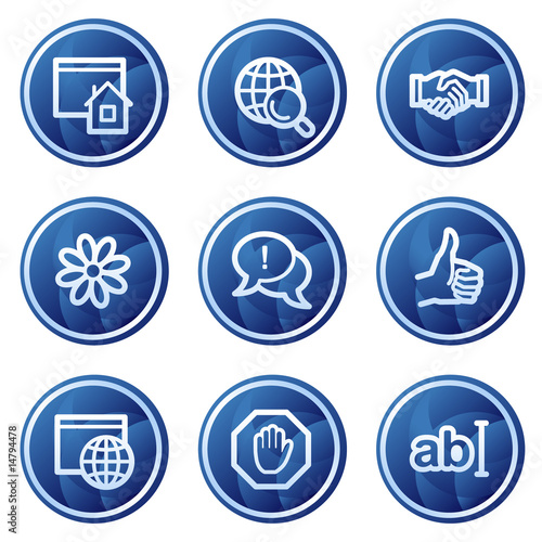 Internet communication web icons, blue circle buttons series