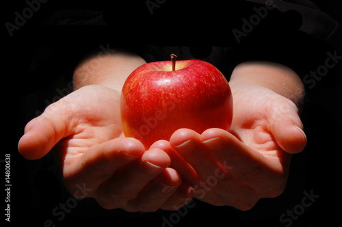hand with apple