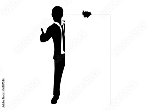 Businessman behind a card