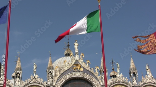 Italian and flag fluttering in Venice