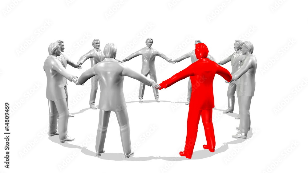 group of light businessmen and one red bisinessman turned group of light businessmen and one red bisinessman turned