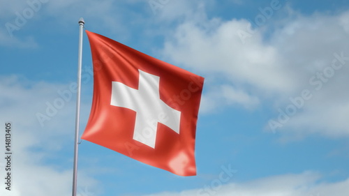 HD 1080p flag of Switzerland. Seamless loop.