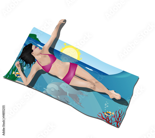 ragazza su telo mare