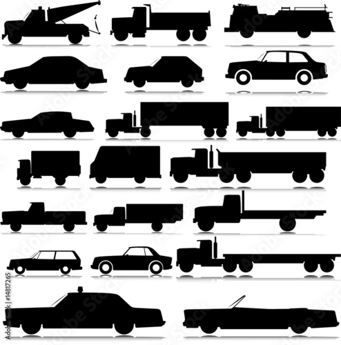car and truck vector silhouettes