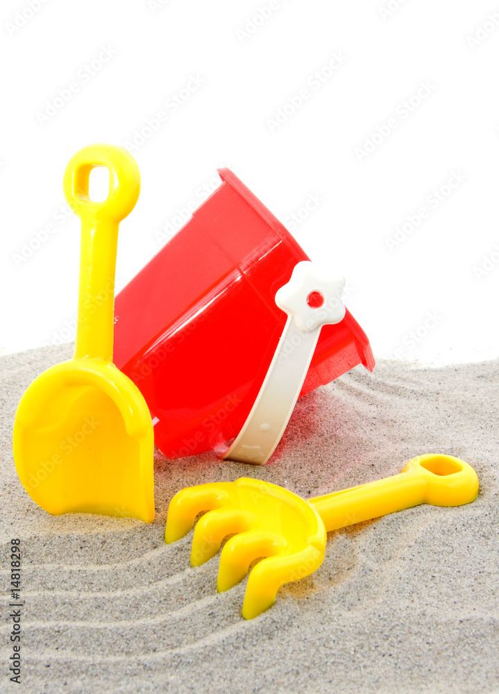 plastic play toys for beach isolated on white background plastic play toys for beach isolated on white background