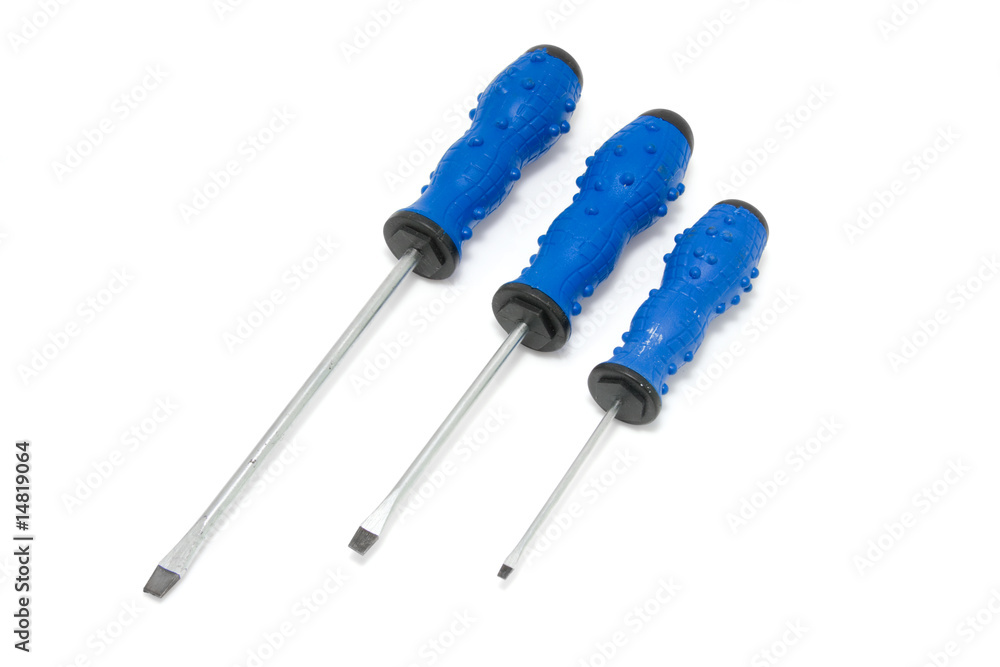 blue screwdrivers isolated on white background blue screwdrivers isolated on white background