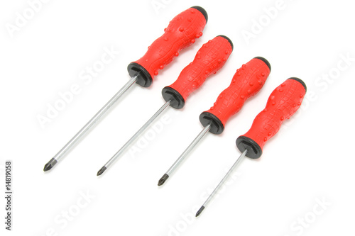 red screwdrivers isolated on white background
