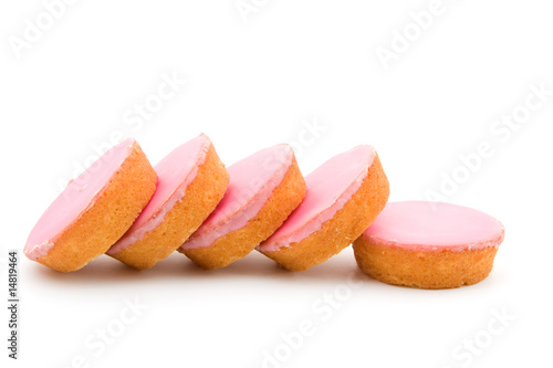 Pink cookies isolated on white background