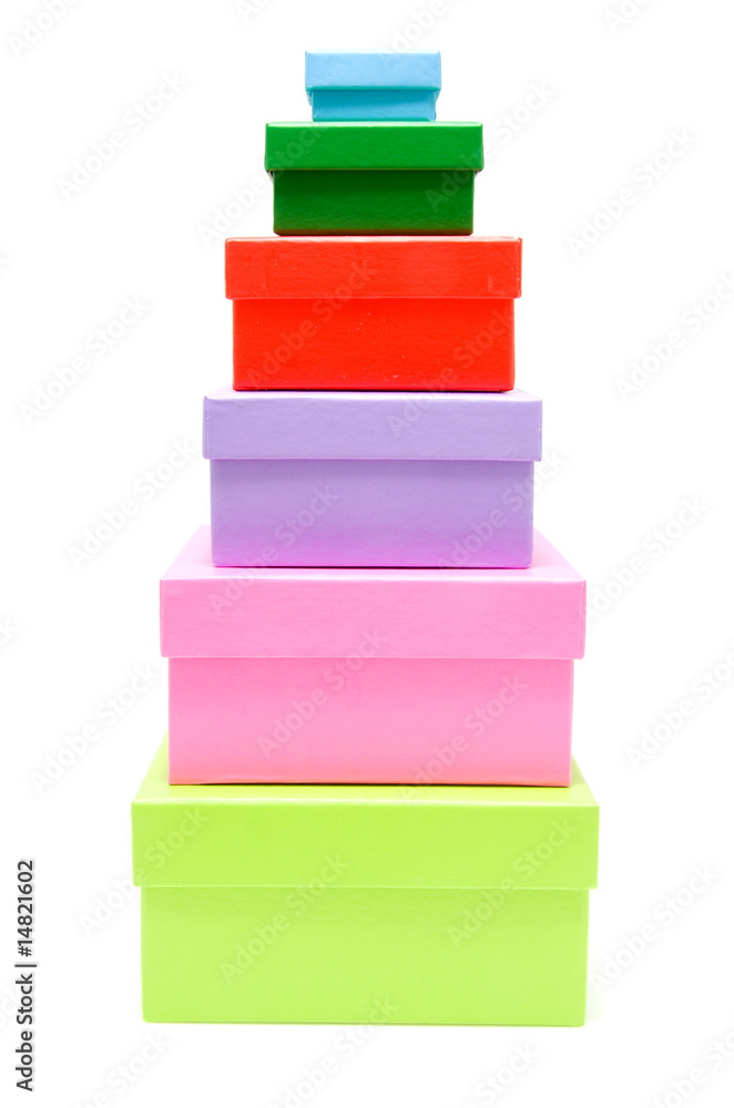 colored boxes isolated on white background colored boxes isolated on white background