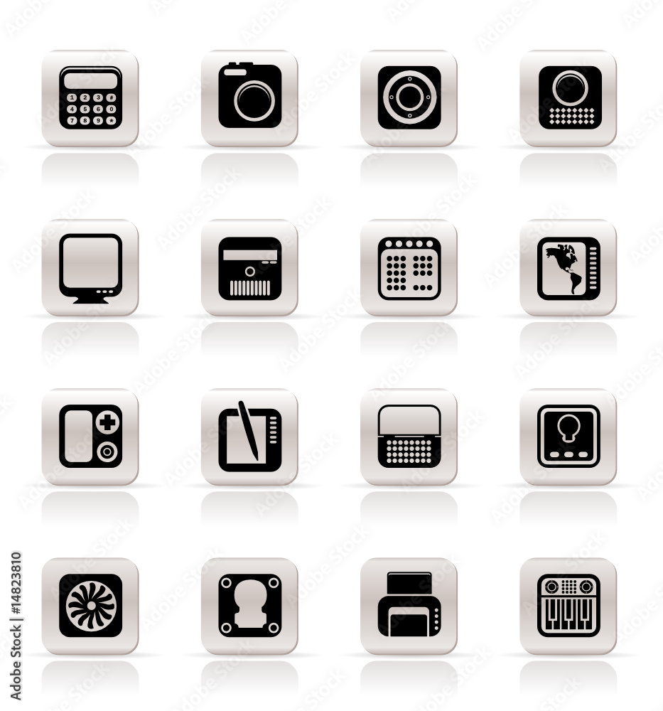 Simple Hi-tech equipment Icons - vector icon set