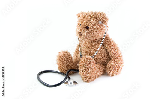 Teddy bear and stethoscope.