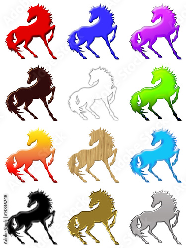 Fototapeta Naklejka Na Ścianę i Meble -  Sagome Cavalli-Horse shapes-Silhouette Cheval