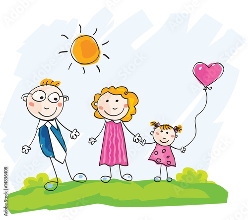 Doodle family. Vector Illustration of mother, father and child. #14836408