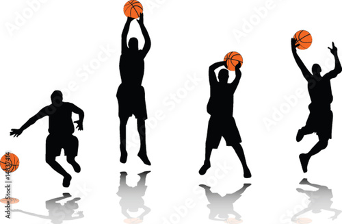basketball players silhouette - vector