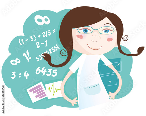 Math girl. Vector Illustration.