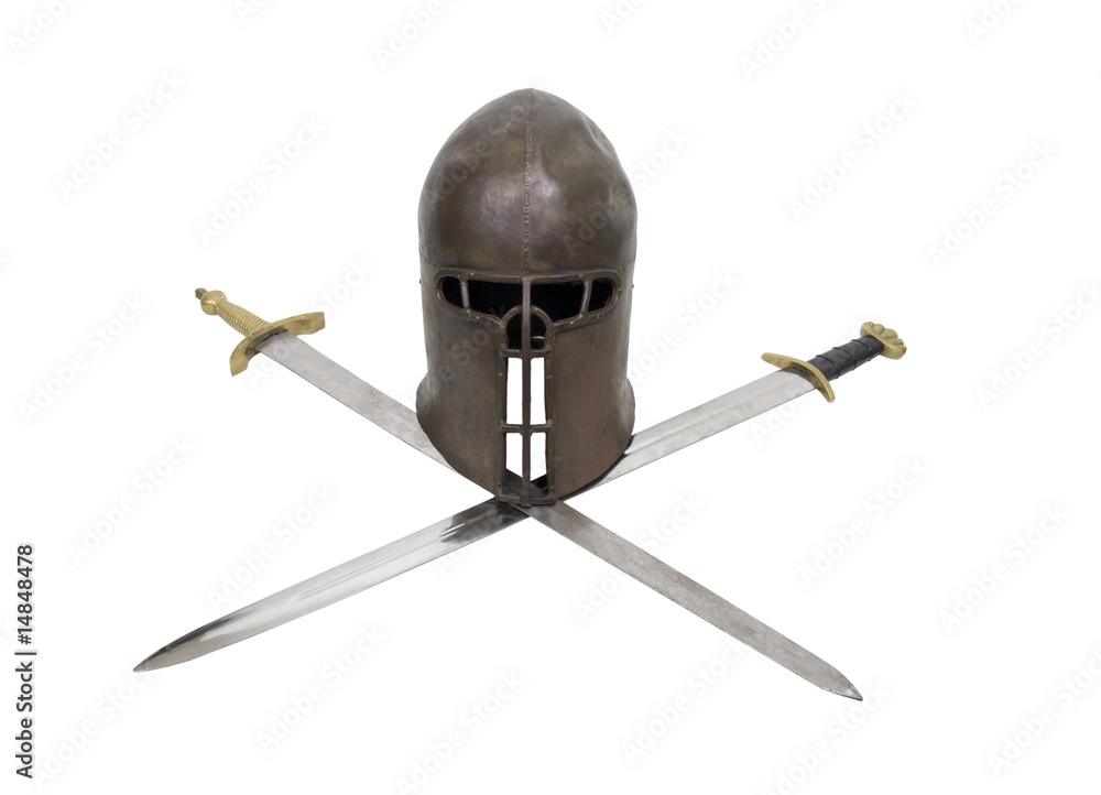 Fotografie Medieval helm and crossed swords