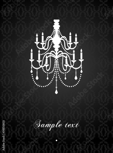 template card with vintage chandelier