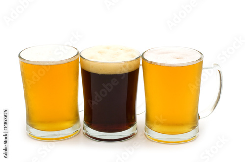 beer assortment on white background