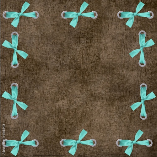 fond craquelé marron et noeuds turquoise