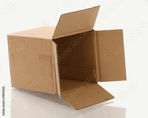 empty cardboard box tipped over
