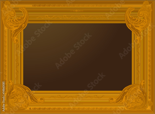 Old golden border frame with abstract painting.