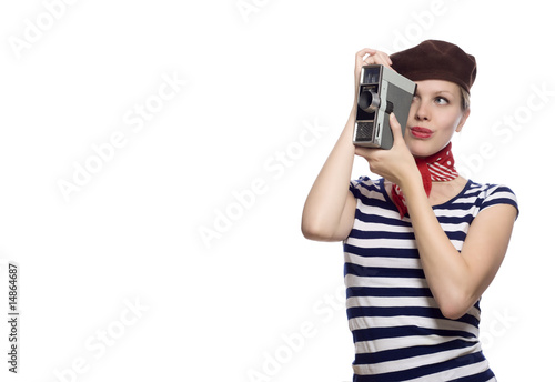 beautiful girl in classic 60s french look photo