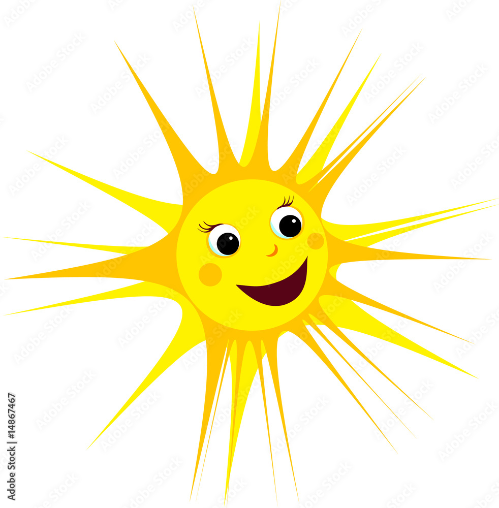 Lachende Sonne Stock-Vektorgrafik | Adobe Stock