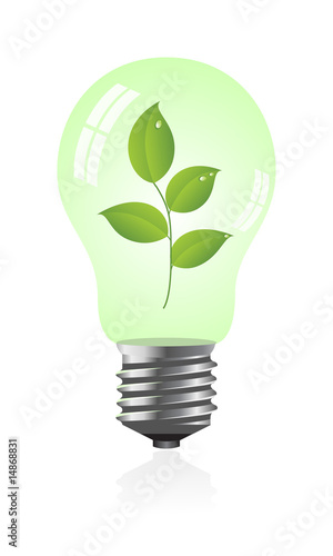 Green light bulb.