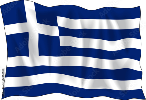 Waving flag of Greece isolated on white