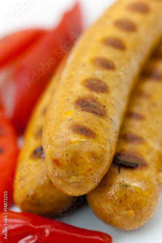 Bratwurst mit Paprika,gegrillt photo